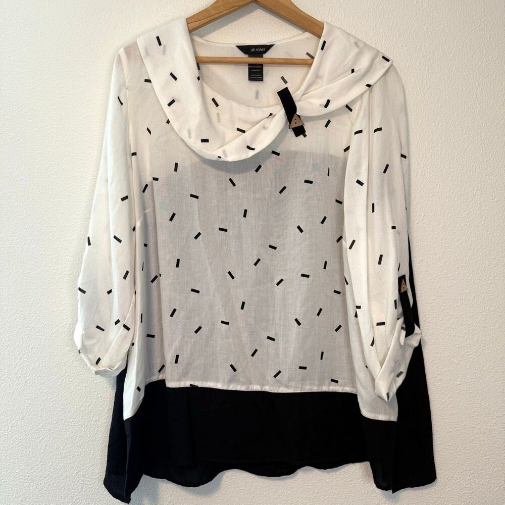 Ali Miles White & Black Blouse Size 1X